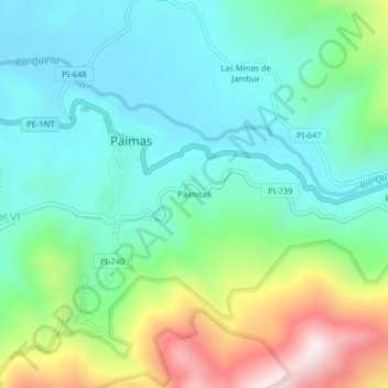 Mappa topografica Paimitas, altitudine, rilievo