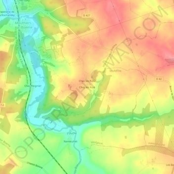 Mappa topografica Chez les Rois, altitudine, rilievo