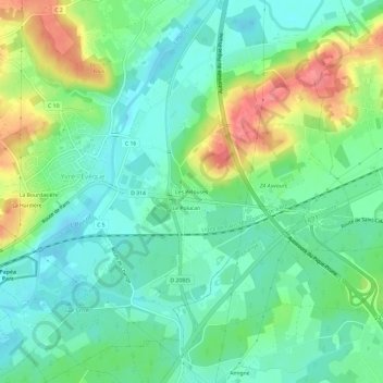 Mappa topografica Les Pelouses, altitudine, rilievo