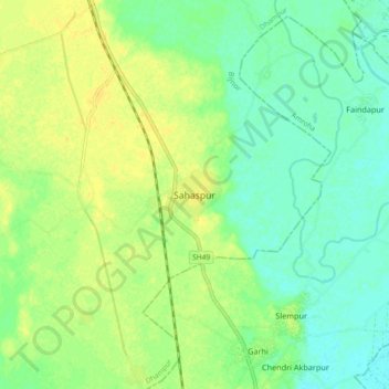 Mappa topografica Sahaspur, altitudine, rilievo