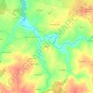 Mappa topografica Le Mont, altitudine, rilievo