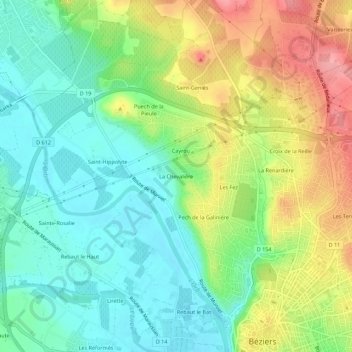 Mappa topografica La Chevalière, altitudine, rilievo