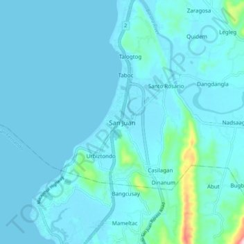 Mappa topografica San Juan, altitudine, rilievo