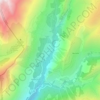 Mappa topografica Clavans-le-Haut, altitudine, rilievo