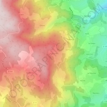 Mappa topografica Le Fraisse, altitudine, rilievo