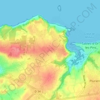 Mappa topografica Les Hôpitaux, altitudine, rilievo