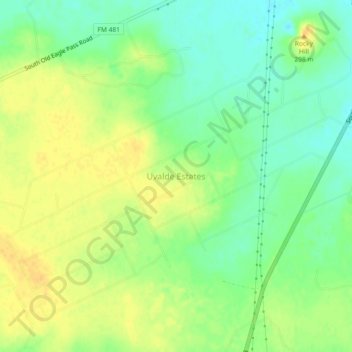 Mappa topografica Uvalde Estates, altitudine, rilievo