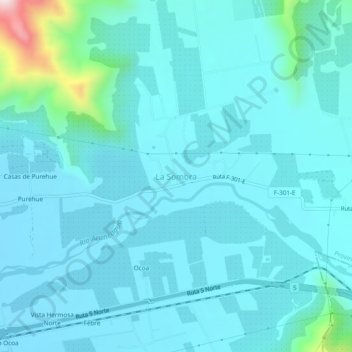 Mappa topografica La Sombra, altitudine, rilievo