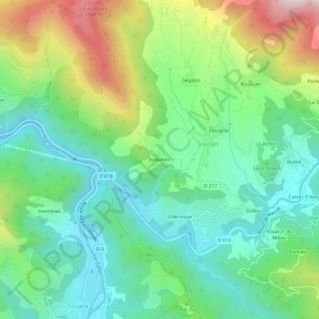 Mappa topografica Ardichen, altitudine, rilievo