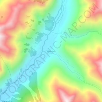 Mappa topografica Middleton, altitudine, rilievo