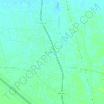 Mappa topografica Ghamra Sud, altitudine, rilievo