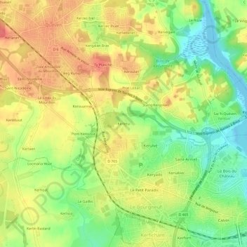 Mappa topografica Kerletu, altitudine, rilievo