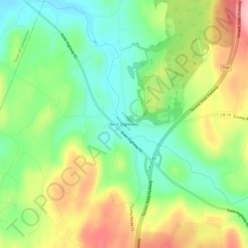 Mappa topografica West Taghkanic, altitudine, rilievo