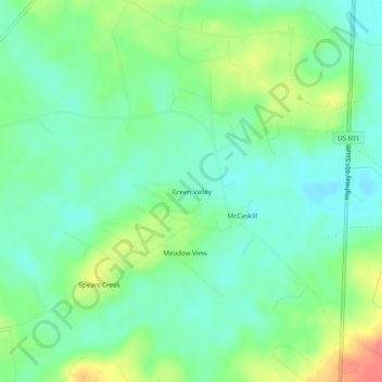 Mappa topografica Green Valley, altitudine, rilievo