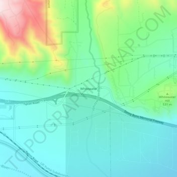 Mappa topografica Whitewater, altitudine, rilievo