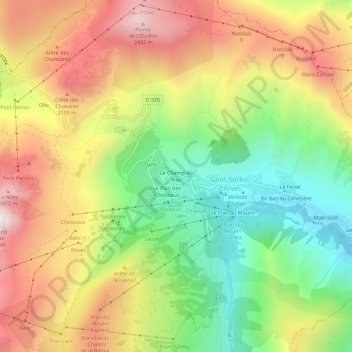 Mappa topografica Le Champ du Nez, altitudine, rilievo