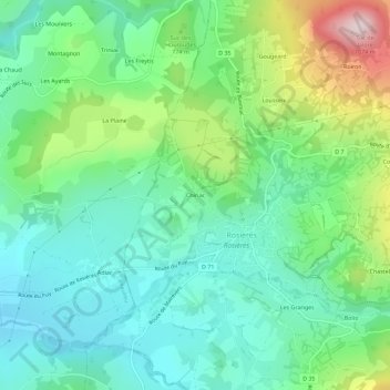 Mappa topografica Chiriac, altitudine, rilievo