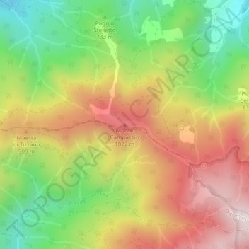 Mappa topografica Monte Campaccio, altitudine, rilievo