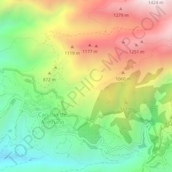 Mappa topografica Lomilla del Albarcón, altitudine, rilievo