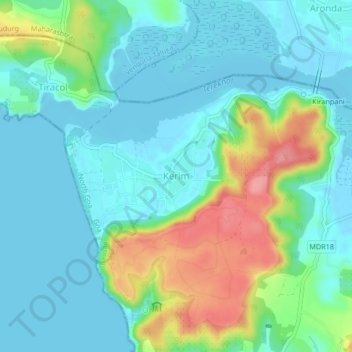 Mappa topografica Querim, altitudine, rilievo