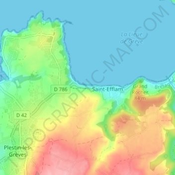 Mappa topografica Saint-Efflam, altitudine, rilievo