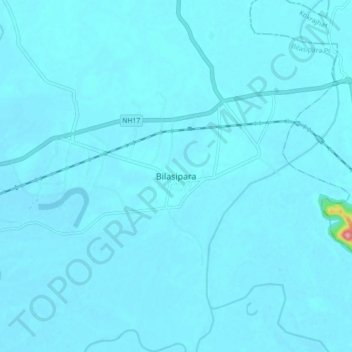 Mappa topografica Bilasipara, altitudine, rilievo