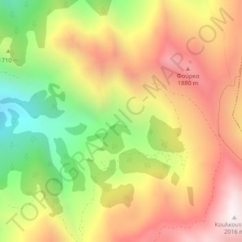 Mappa topografica Pindus, altitudine, rilievo