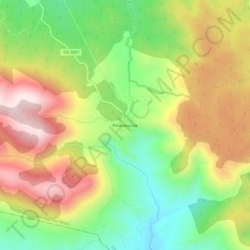 Mappa topografica Piedraescrita, altitudine, rilievo