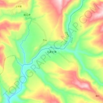 Mappa topografica 马渡关镇, altitudine, rilievo