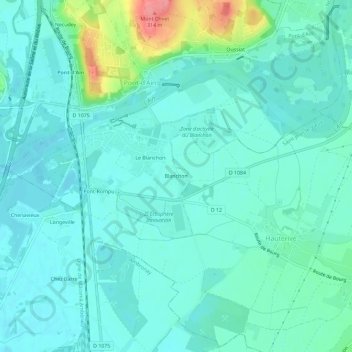 Mappa topografica Blanchon, altitudine, rilievo