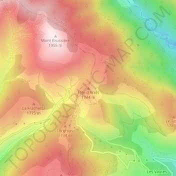 Mappa topografica Tête d'Arrêt, altitudine, rilievo