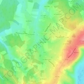 Mappa topografica Le Petit Étang, altitudine, rilievo