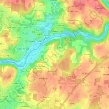 Mappa topografica Guigo, altitudine, rilievo