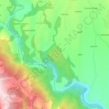 Mappa topografica sakri khas, altitudine, rilievo