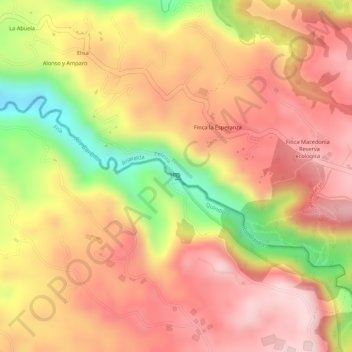 Mappa topografica Rio Barbas, altitudine, rilievo