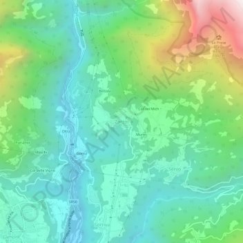 Mappa topografica Zorzoi, altitudine, rilievo