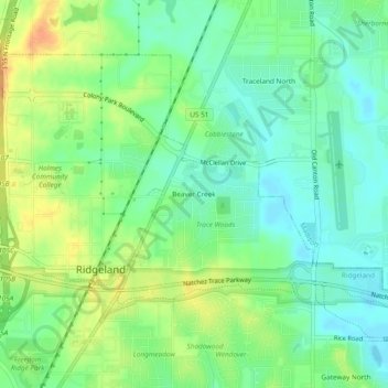 Mappa topografica Beaver Creek, altitudine, rilievo