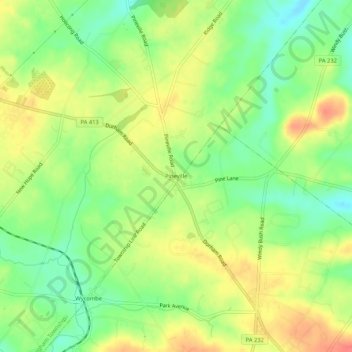 Mappa topografica Pineville, altitudine, rilievo