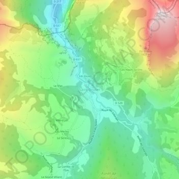 Mappa topografica Saint-Disdier, altitudine, rilievo