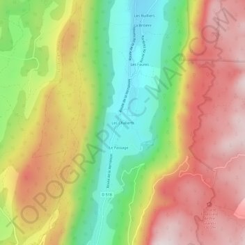 Mappa topografica Les Chaberts, altitudine, rilievo