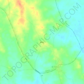 Mappa topografica Velez, altitudine, rilievo