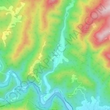 Mappa topografica Mangia, altitudine, rilievo
