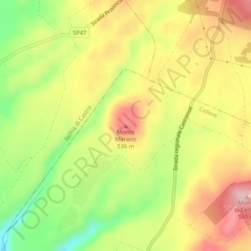 Mappa topografica Monte Marano, altitudine, rilievo