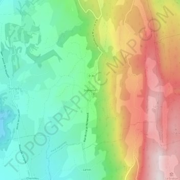 Mappa topografica Sothonod, altitudine, rilievo