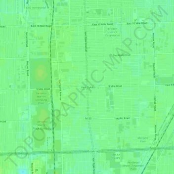 Mappa topografica Van Dyke, altitudine, rilievo
