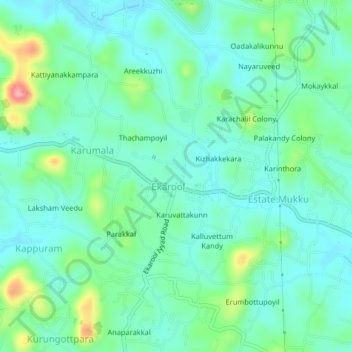 Mappa topografica Mangattivayal, altitudine, rilievo