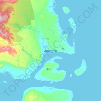 Mappa topografica Luganville, altitudine, rilievo