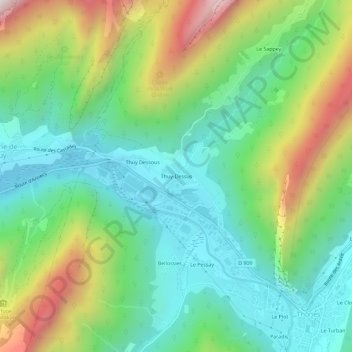 Mappa topografica Thuy-Dessus, altitudine, rilievo