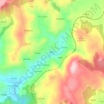 Mappa topografica Barcia, altitudine, rilievo