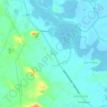 Mappa topografica Rizal, altitudine, rilievo